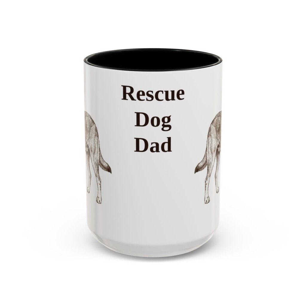 15oz Rescue Dog Dog Dad Mug, Vintage Sketch Coffee Mug, Dog Dad Gift