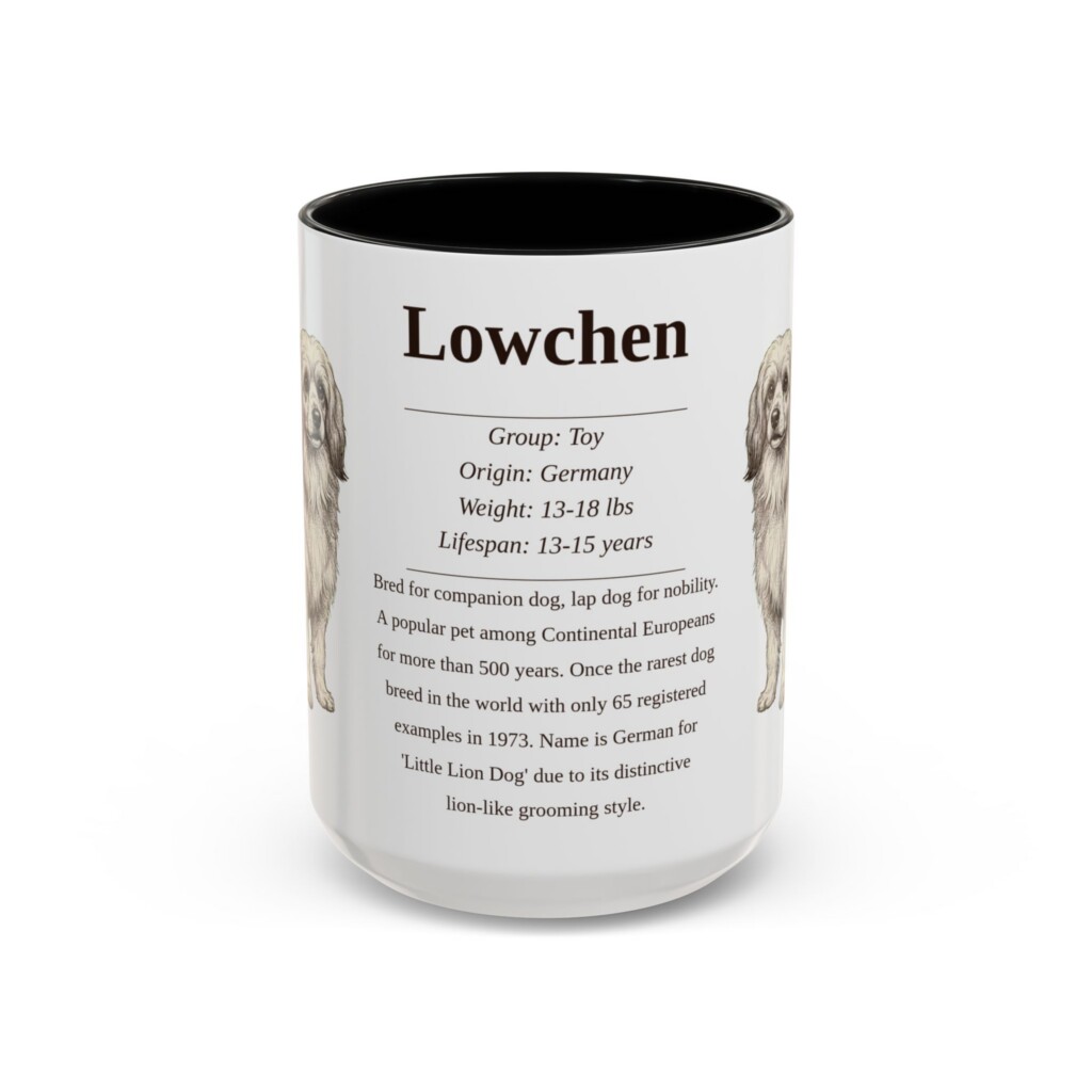 15oz Lowchen Mug, Black, front view