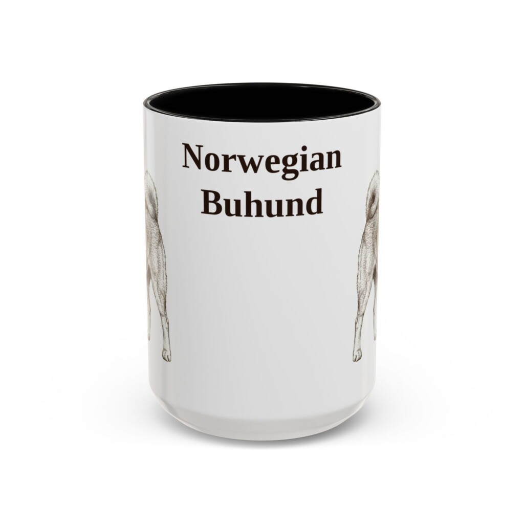 15oz Norwegian Buhund Mug, Vintage Dog Portrait Coffee Mug, Dog Lover Gift