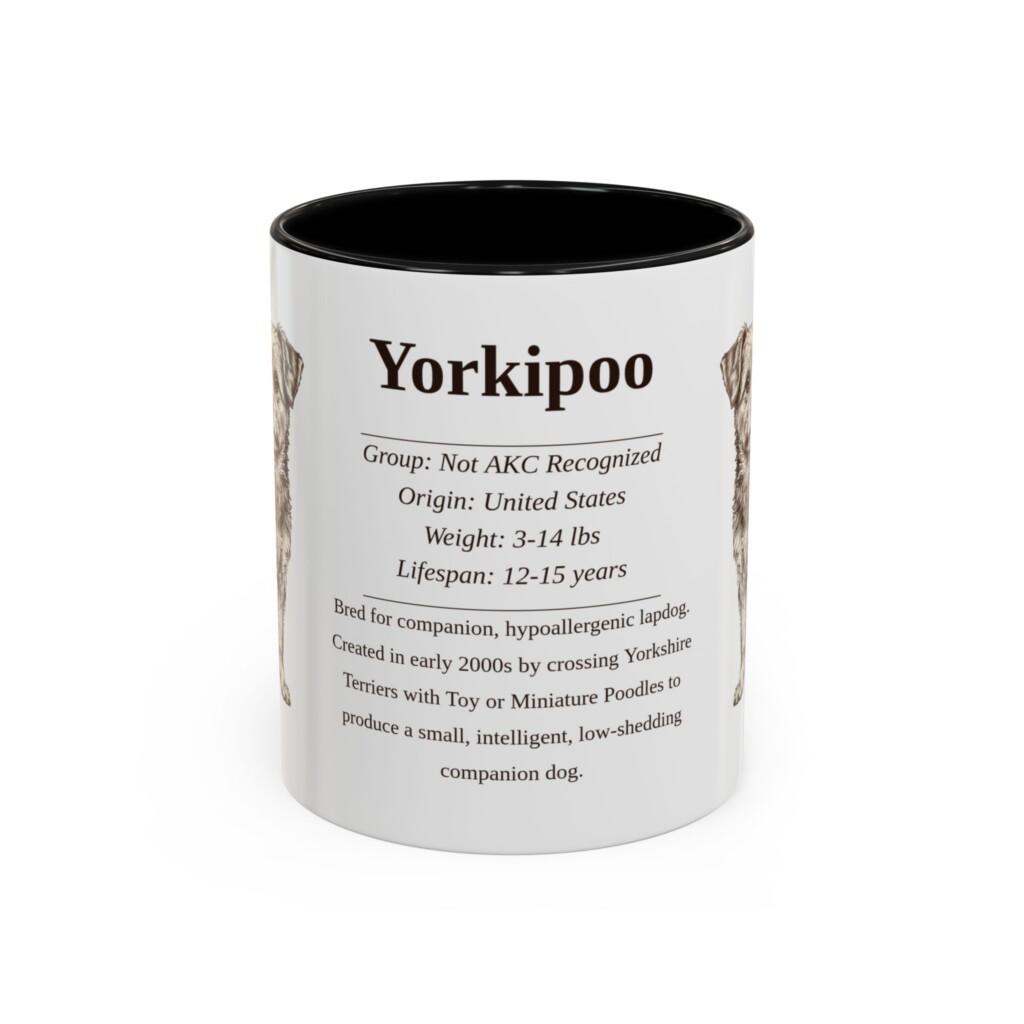 11oz Yorkipoo Mug, Illustrated Dog Breed Facts Coffee Mug, Vintage Dog Keepsake Gift