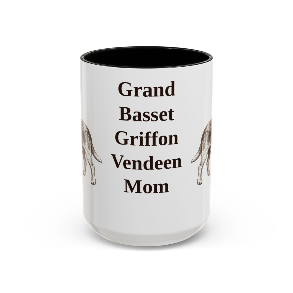 15oz Grand Basset Griffon Vendeen Dog Mom Mug, Vintage Sketch Coffee Mug, Dog Mom Gift