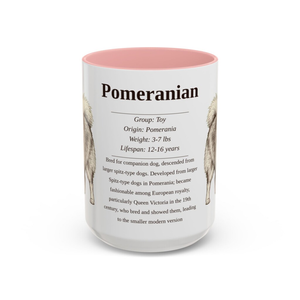 15oz Pomeranian Mug, Yellow, front view