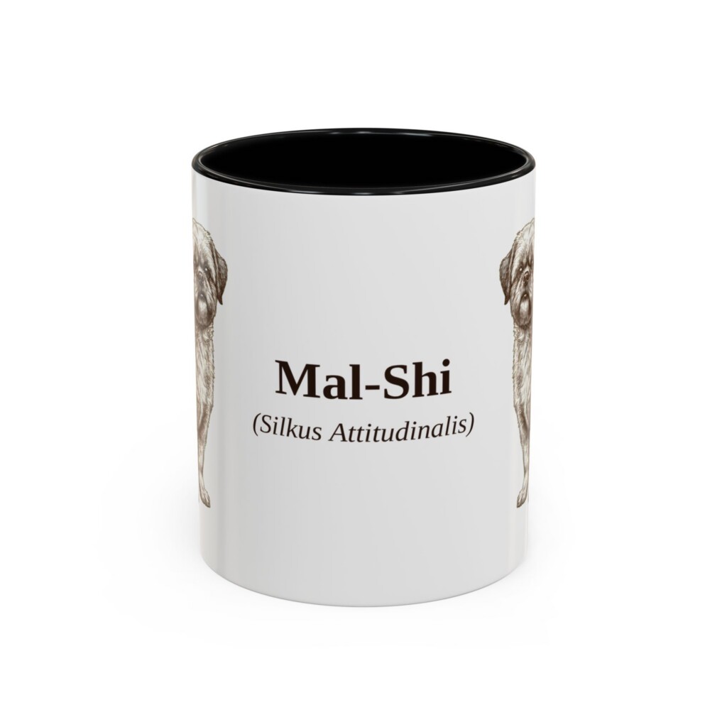 11oz Mal-Shi Latin Mug, Vintage Dog Coffee Mug, Dog Lover Gift