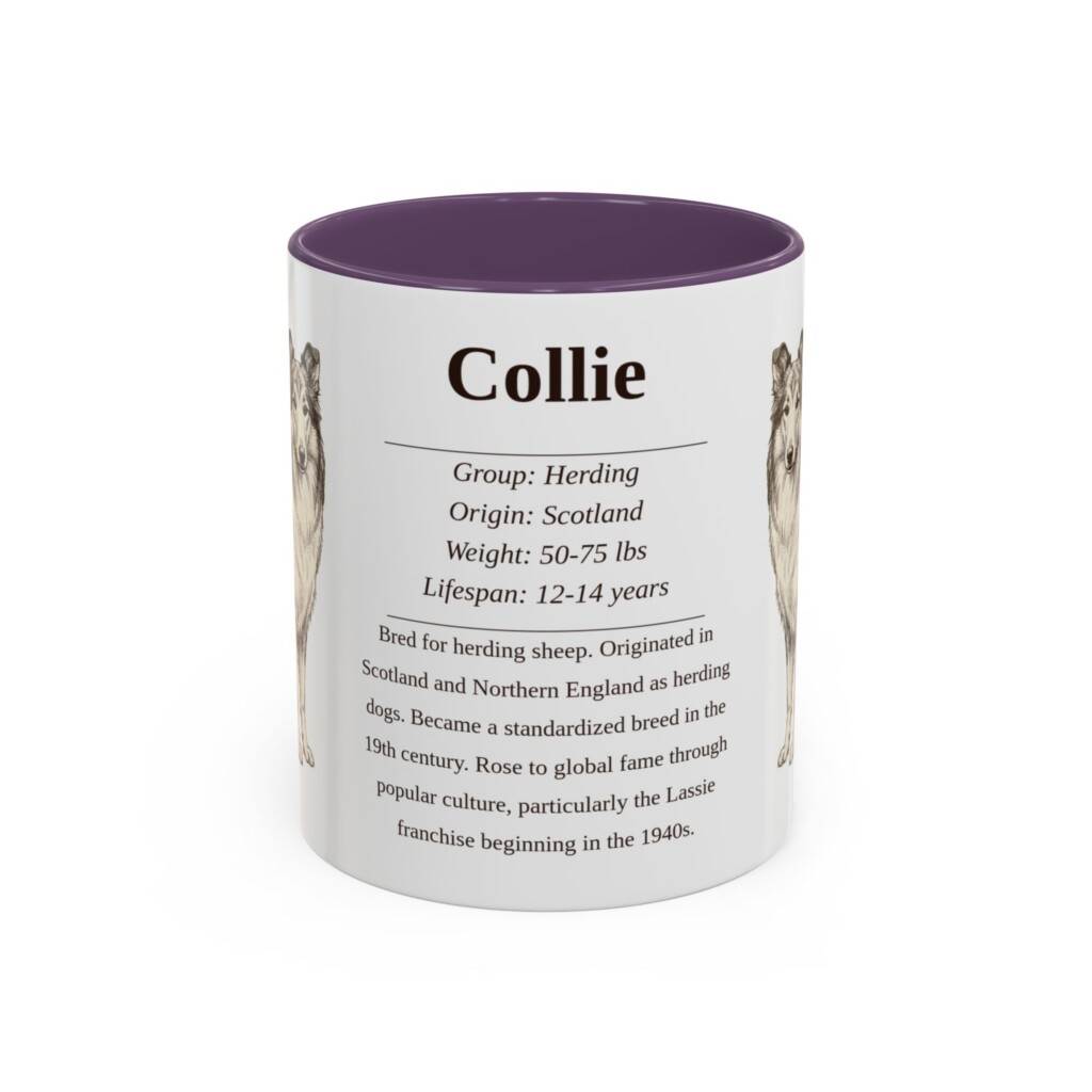 11oz Collie Mug, Light Green, front view