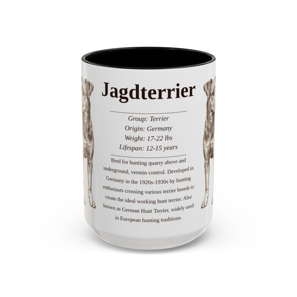 15oz Jagdterrier Mug, Illustrated Dog Breed Facts Coffee Mug, Vintage Dog Keepsake Gift
