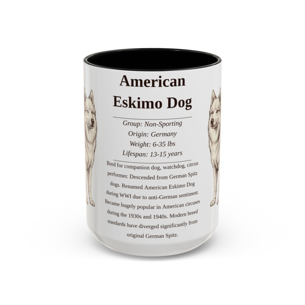 13397772190692428902_2048.jpeg 15oz American Eskimo Dog Mug, Black, front view