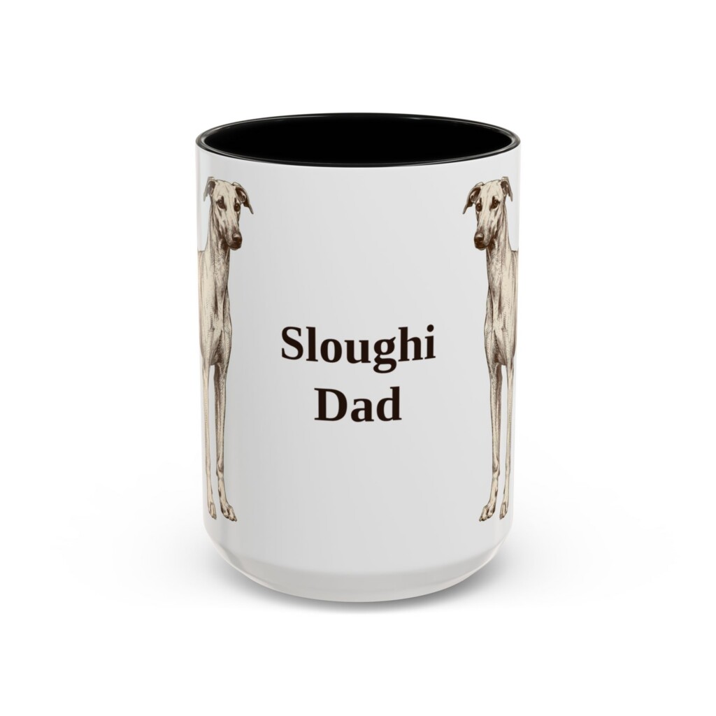 15oz Sloughi Dog Dad Mug, Vintage Sketch Coffee Mug, Dog Dad Gift