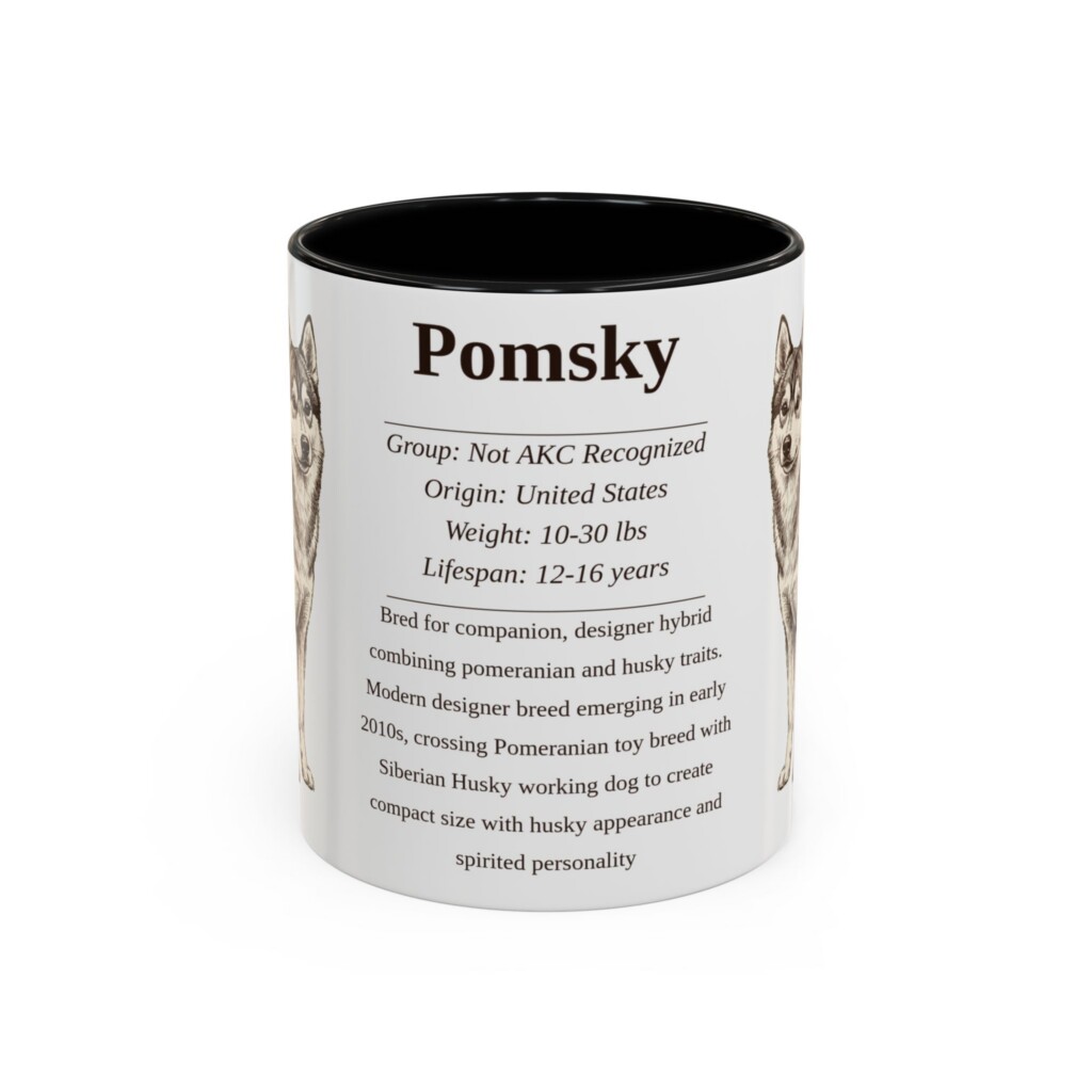 11oz Pomsky Mug, Illustrated Dog Breed Facts Coffee Mug, Vintage Dog Keepsake Gift