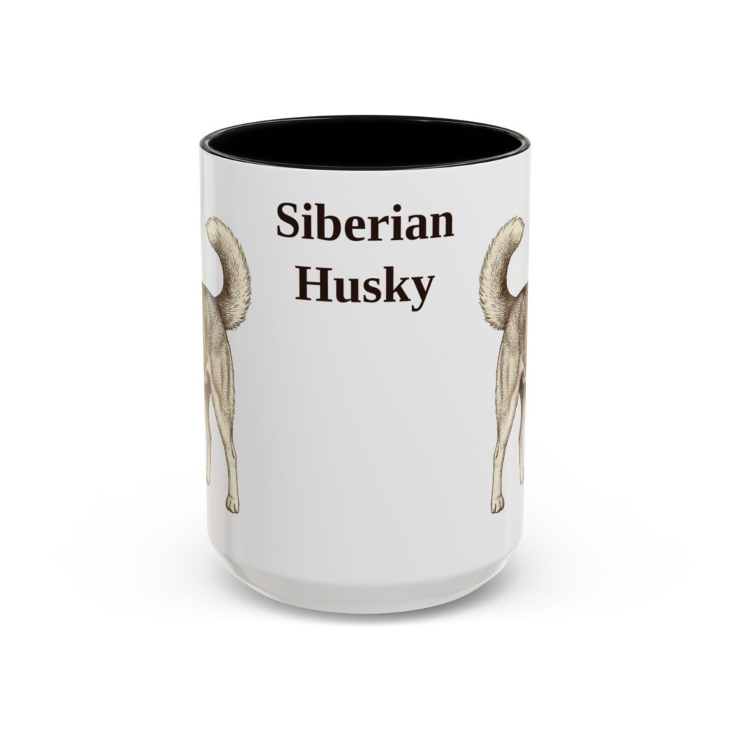 15oz Siberian Husky Mug, Vintage Dog Portrait Coffee Mug, Dog Lover Gift