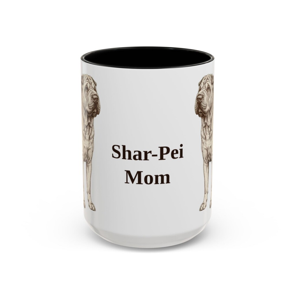 15oz Shar-Pei Dog Mom Mug, Vintage Sketch Coffee Mug, Dog Mom Gift