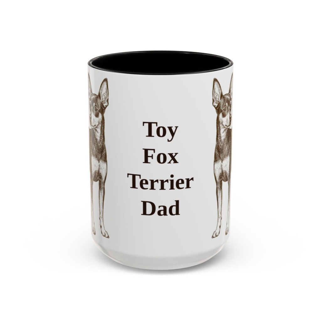 15oz Toy Fox Terrier Dog Dad Mug, Vintage Sketch Coffee Mug, Dog Dad Gift