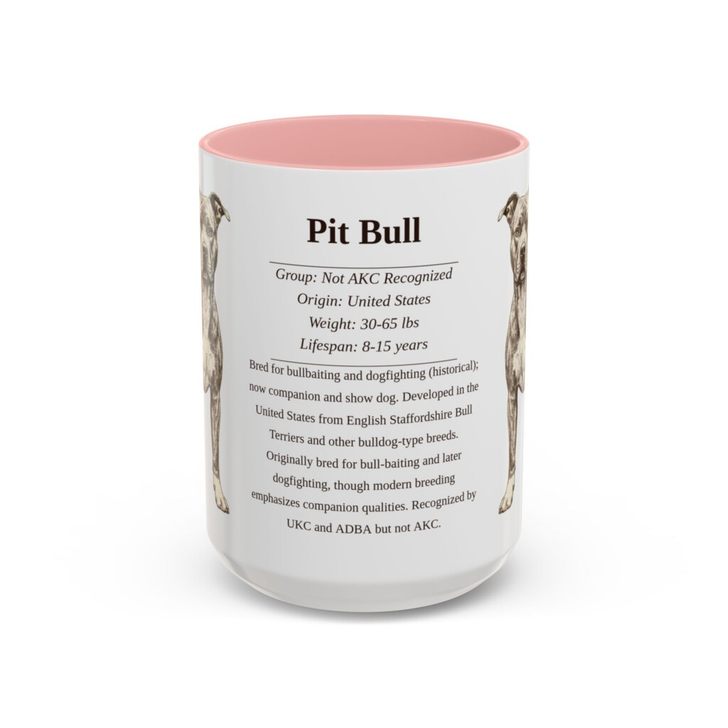 15oz Pit Bull Mug, Yellow, front view