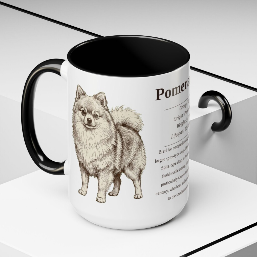 15oz Pomeranian Mug, Black, lifestyle photo
