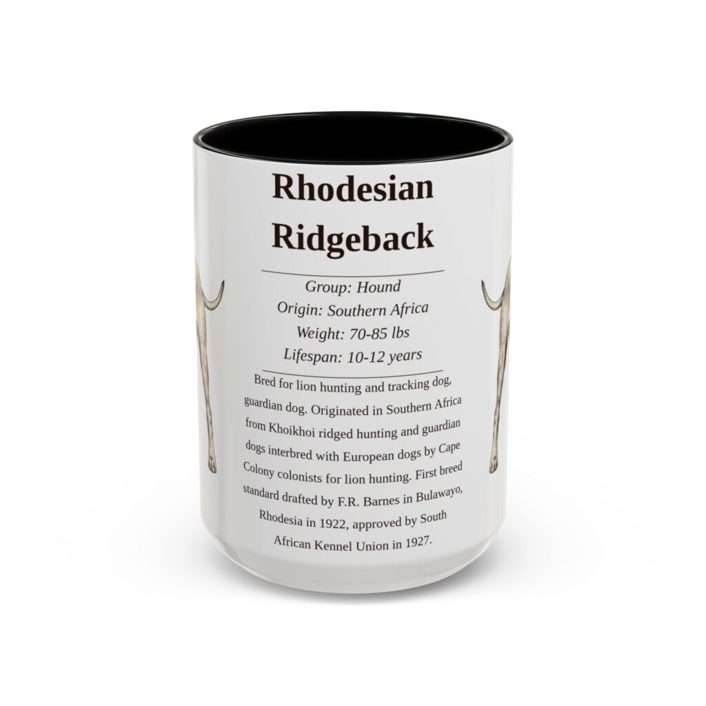 15oz Rhodesian Ridgeback Mug, Black, front view