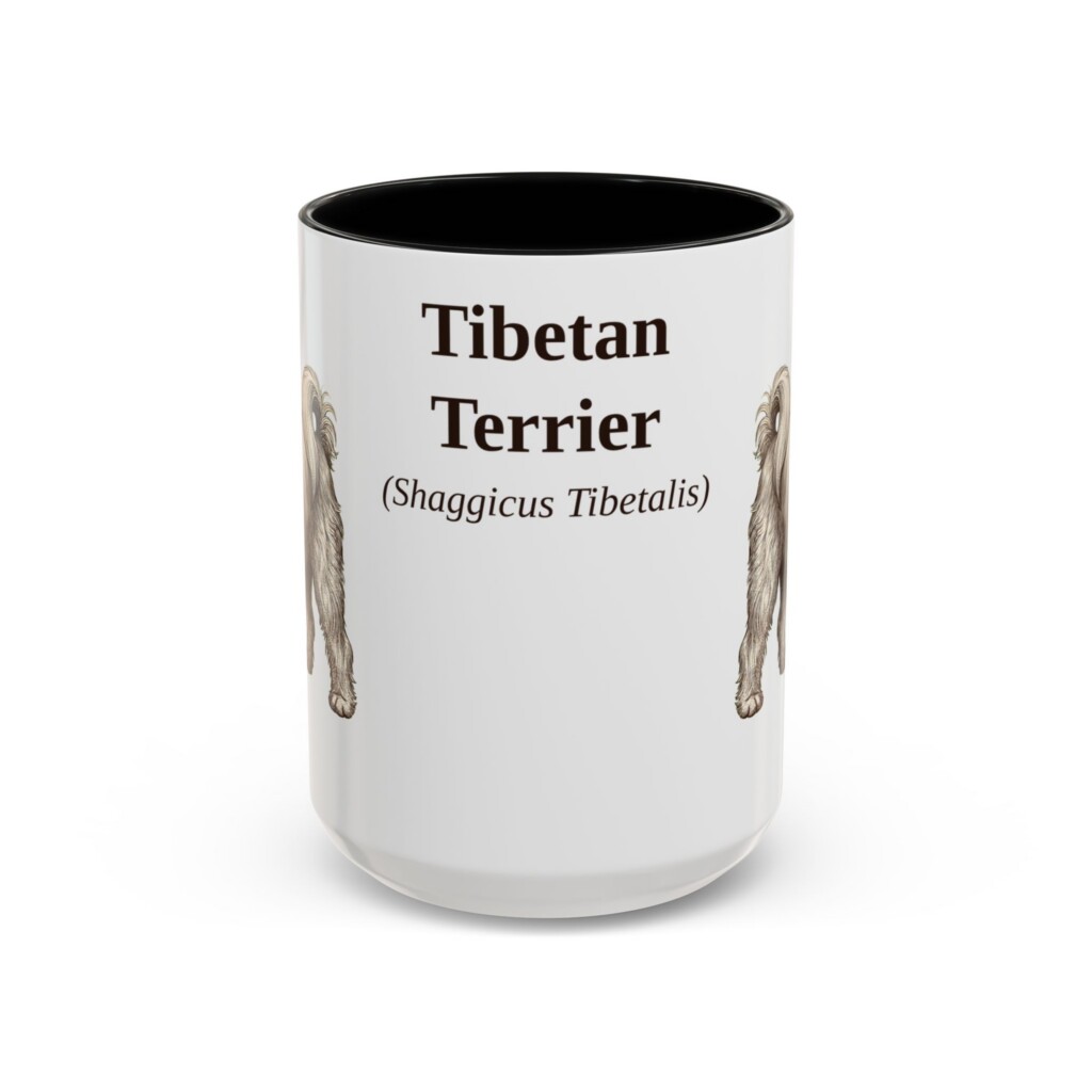 15oz Tibetan Terrier Latin Mug, Vintage Dog Coffee Mug, Dog Lover Gift