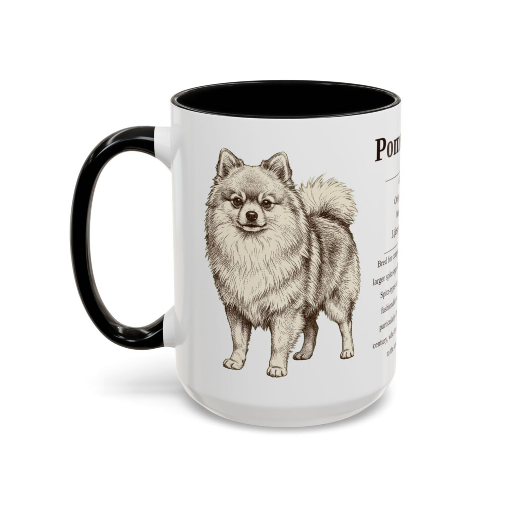 15oz Pomeranian Mug, Black, left side view
