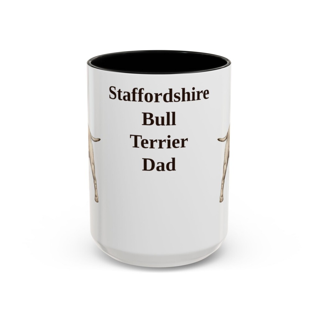15oz Staffordshire Bull Terrier Dog Dad Mug, Vintage Sketch Coffee Mug, Dog Dad Gift
