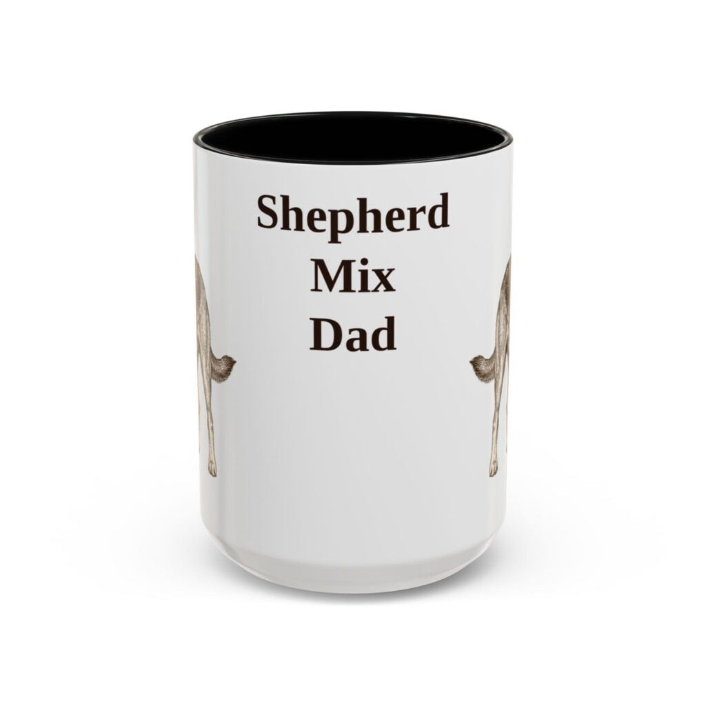 15oz Shepherd Mix Dog Dad Mug, Vintage Sketch Coffee Mug, Dog Dad Gift
