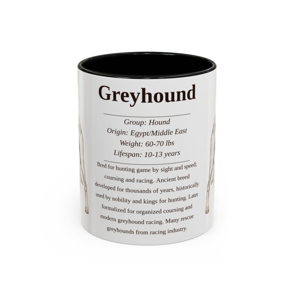 11oz Greyhound Mug, Black, front view