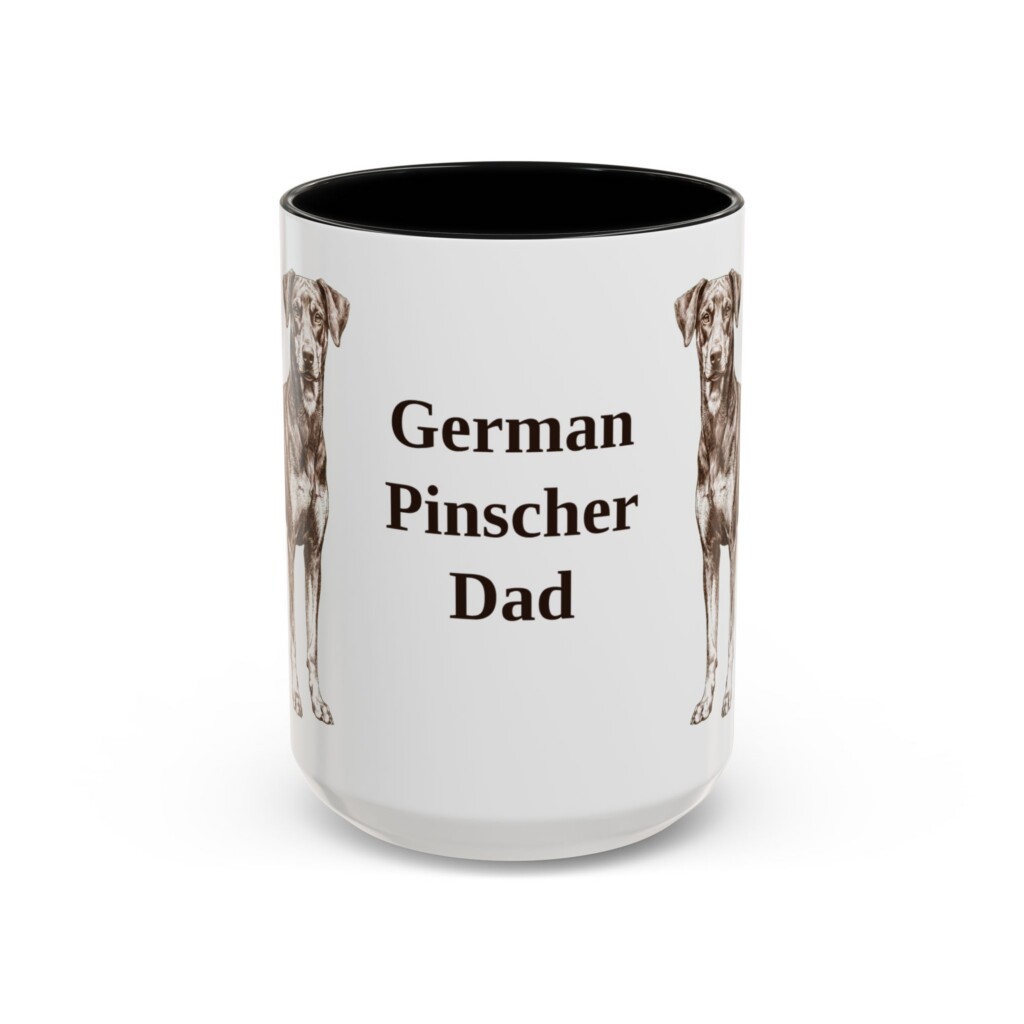 15oz German Pinscher Dog Dad Mug, Vintage Sketch Coffee Mug, Dog Dad Gift