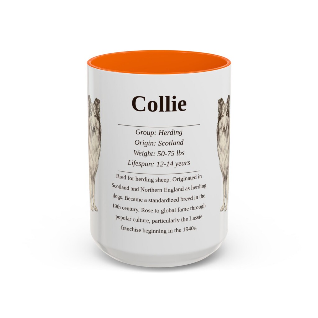 15oz Collie Mug, Pink, front view