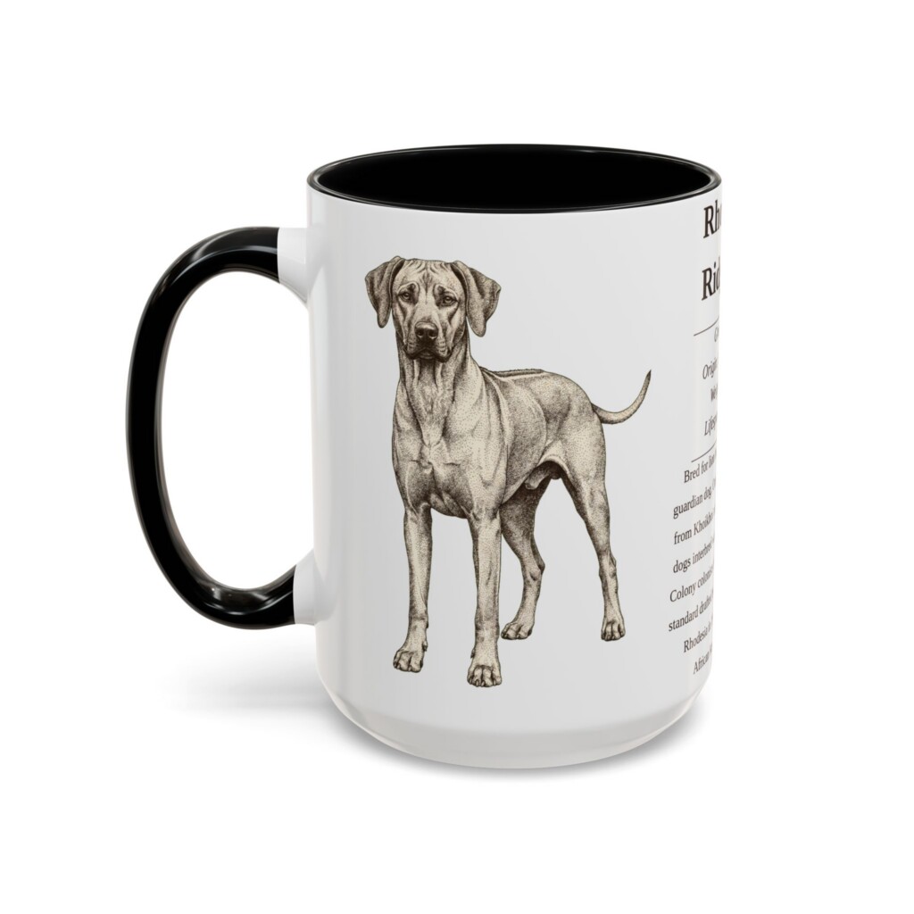 15oz Rhodesian Ridgeback Mug, Black, left side view