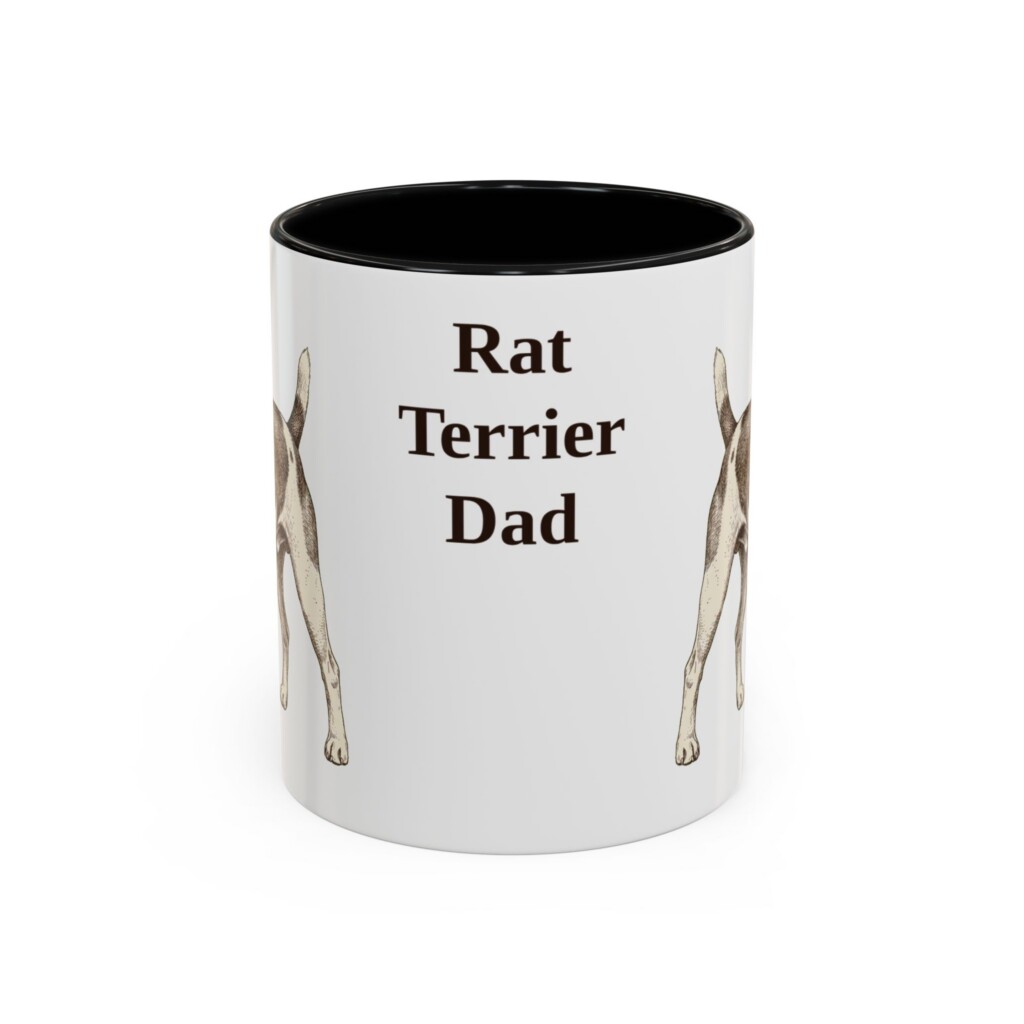 11oz Rat Terrier Dog Dad Mug, Vintage Sketch Coffee Mug, Dog Dad Gift