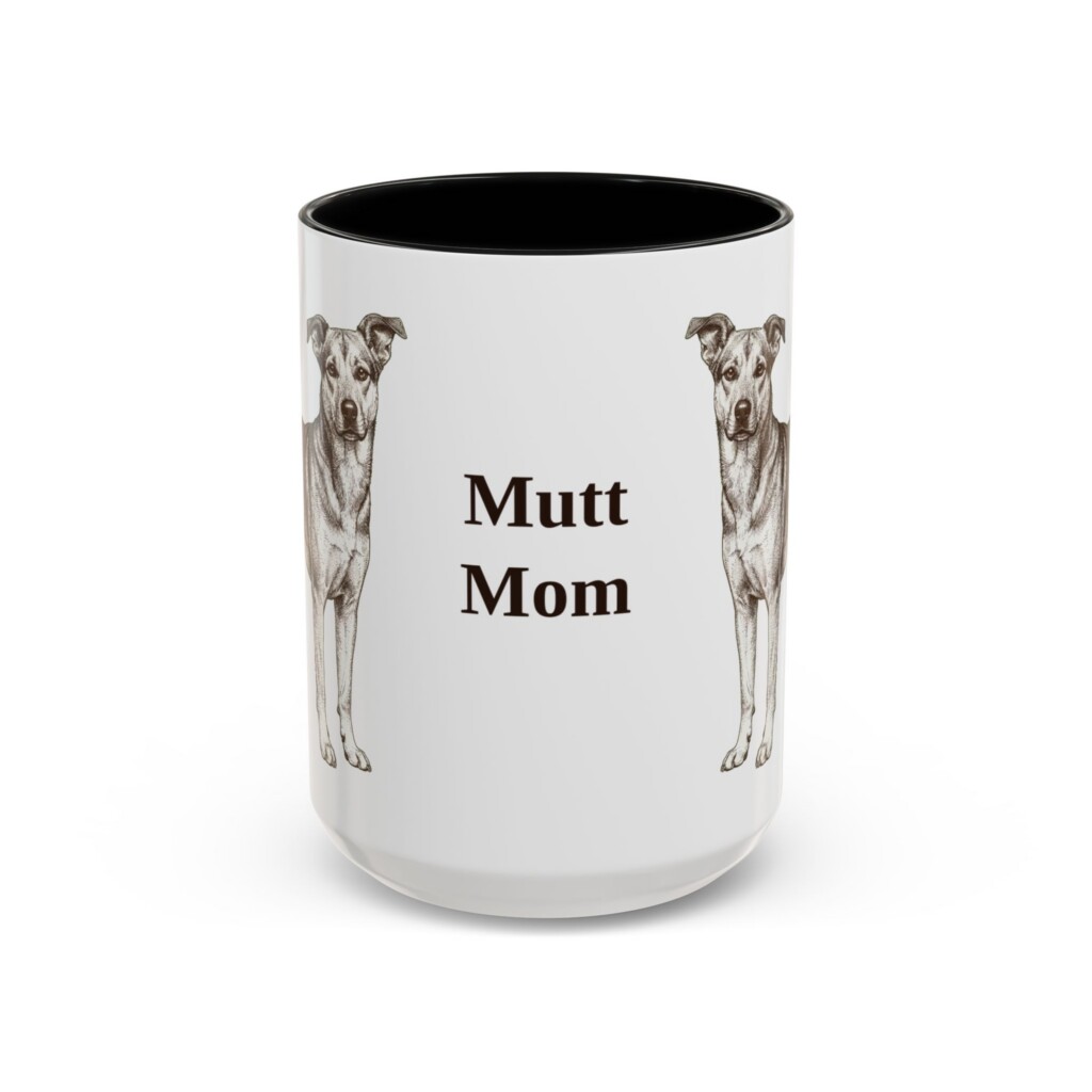 15oz Mutt Dog Mom Mug, Vintage Sketch Coffee Mug, Dog Mom Gift