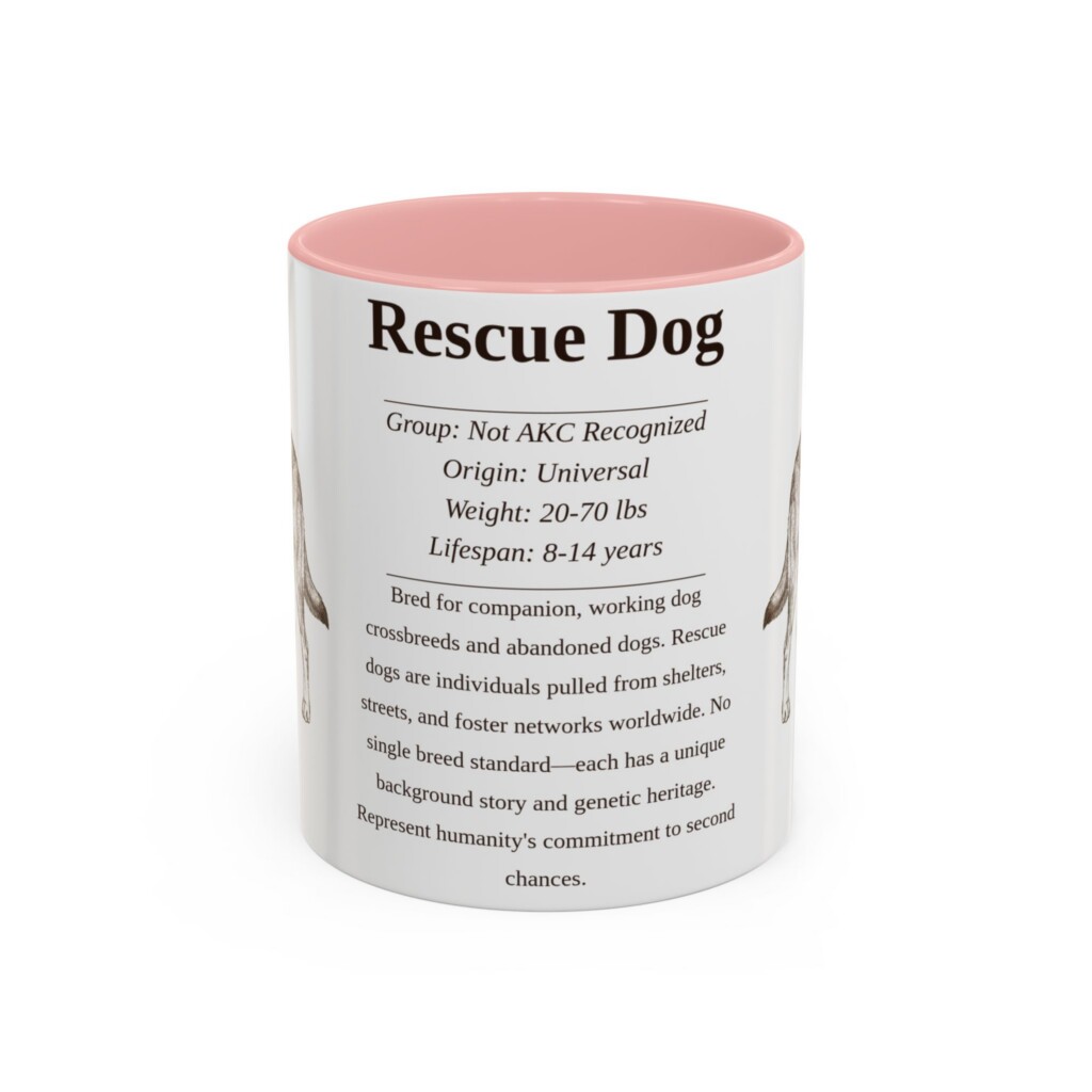 11oz Rescue Dog Mug, Illustrated Dog Breed Facts Coffee Mug, Vintage Dog Keepsake Gift