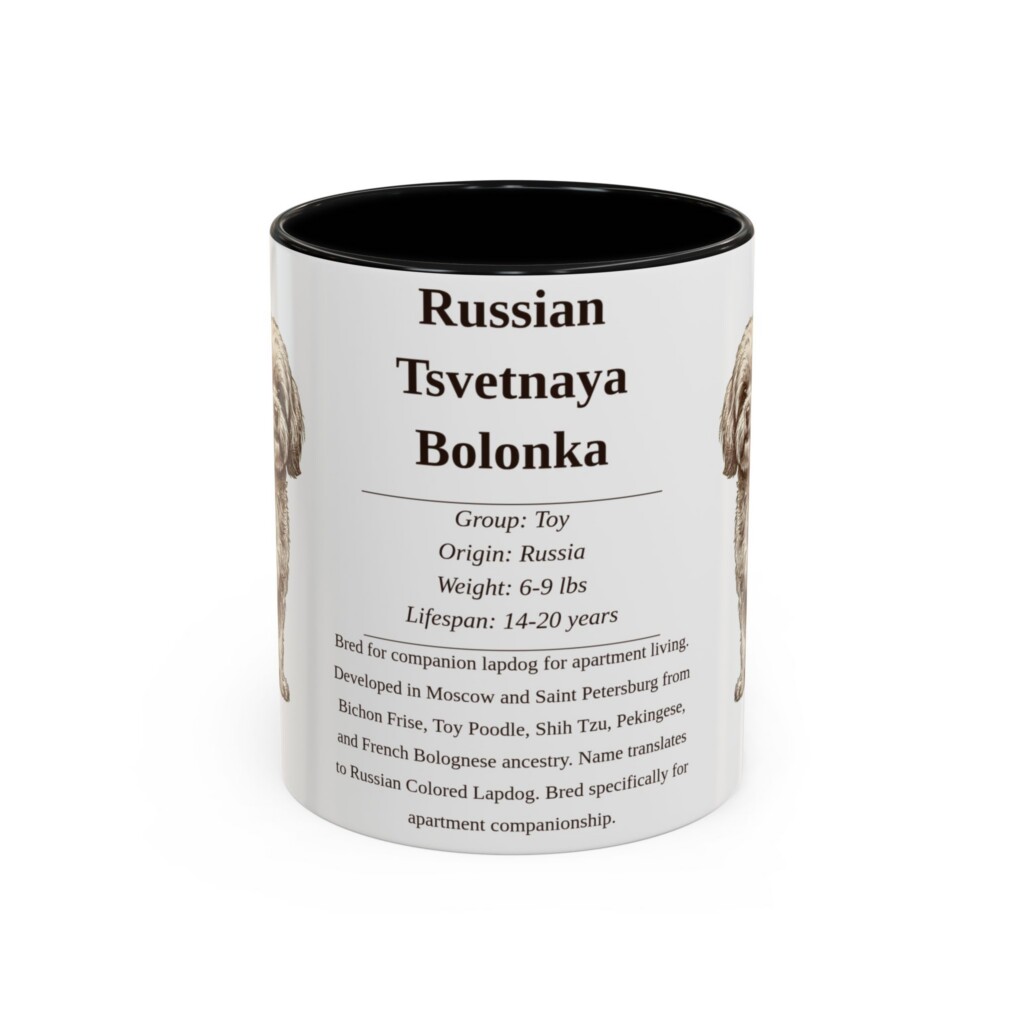 14420550280060902668_2048.jpeg 11oz Russian Tsvetnaya Bolonka Mug, Illustrated Dog Breed Facts Coffee Mug, Vintage Dog Keepsake Gift