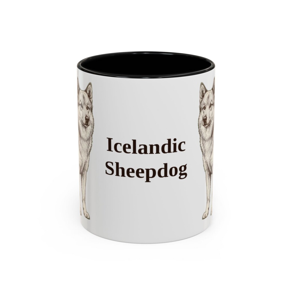 11oz Icelandic Sheepdog Mug, Vintage Dog Portrait Coffee Mug, Dog Lover Gift