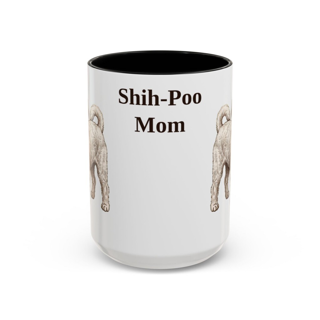 15oz Shih-Poo Dog Mom Mug, Vintage Sketch Coffee Mug, Dog Mom Gift