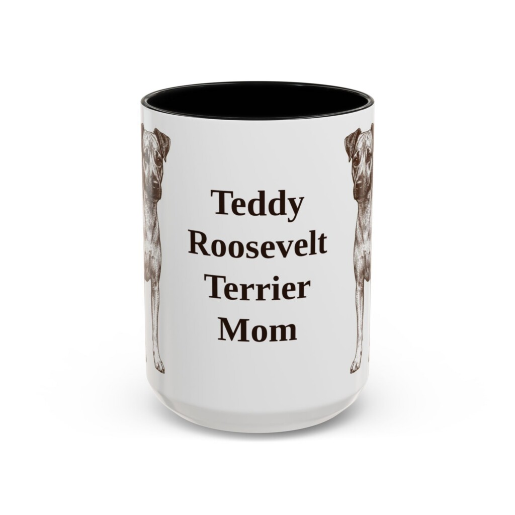 15oz Teddy Roosevelt Terrier Dog Mom Mug, Vintage Sketch Coffee Mug, Dog Mom Gift