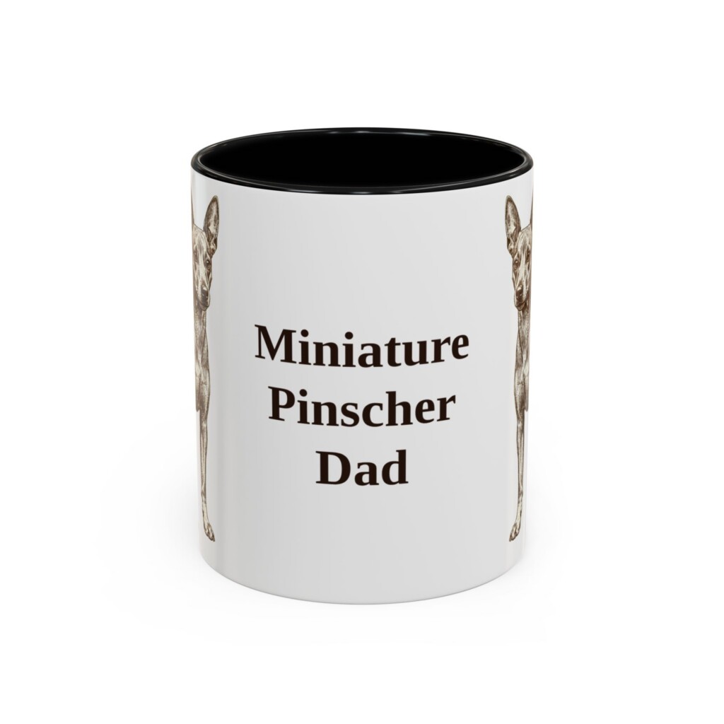 11oz Miniature Pinscher Dog Dad Mug, Vintage Sketch Coffee Mug, Dog Dad Gift