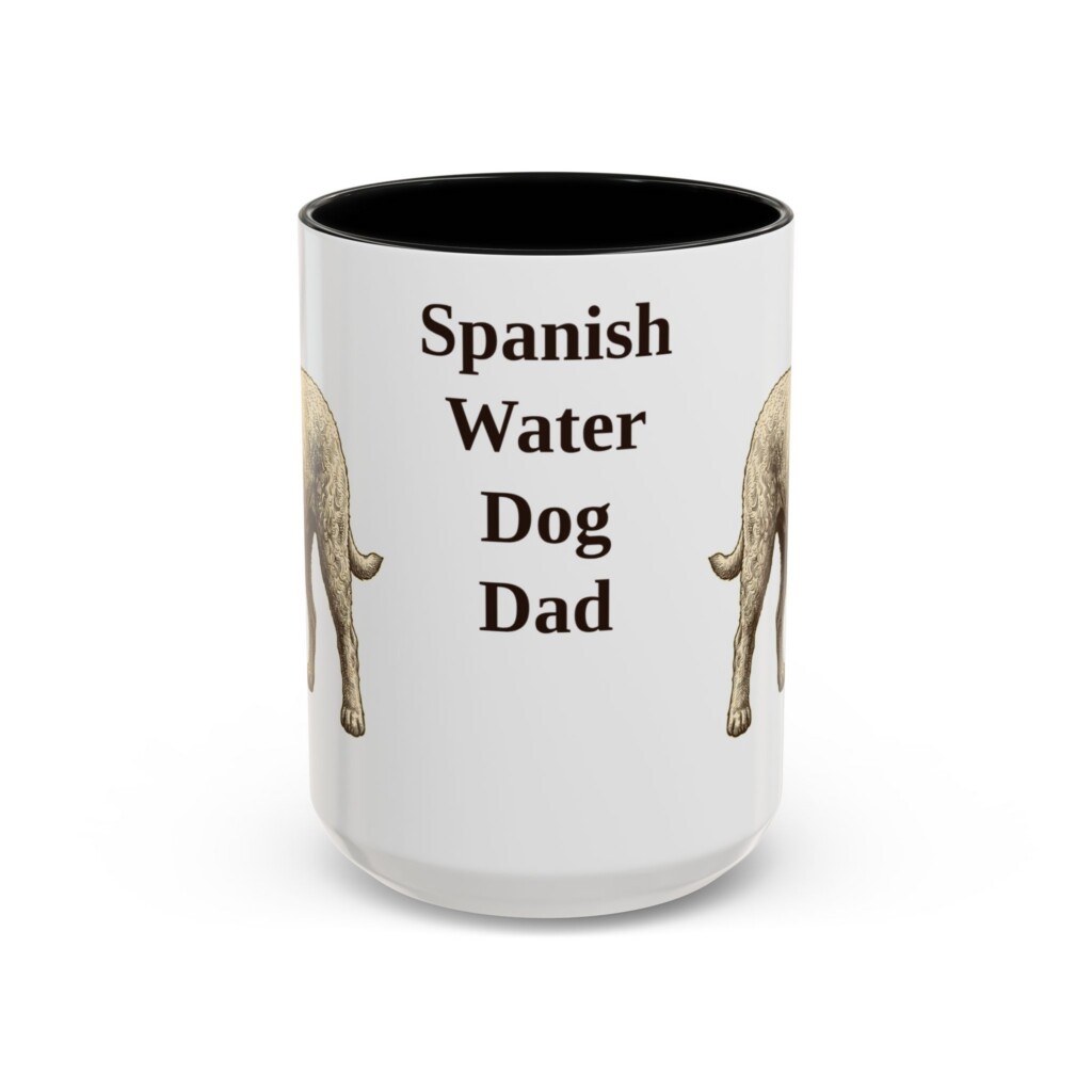 15oz Spanish Water Dog Dog Dad Mug, Vintage Sketch Coffee Mug, Dog Dad Gift