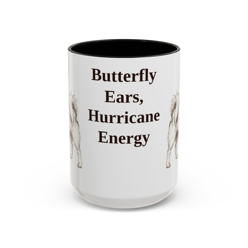 15oz Funny Papillon Mug, Vintage Dog Coffee Mug, Dog Lover Gift