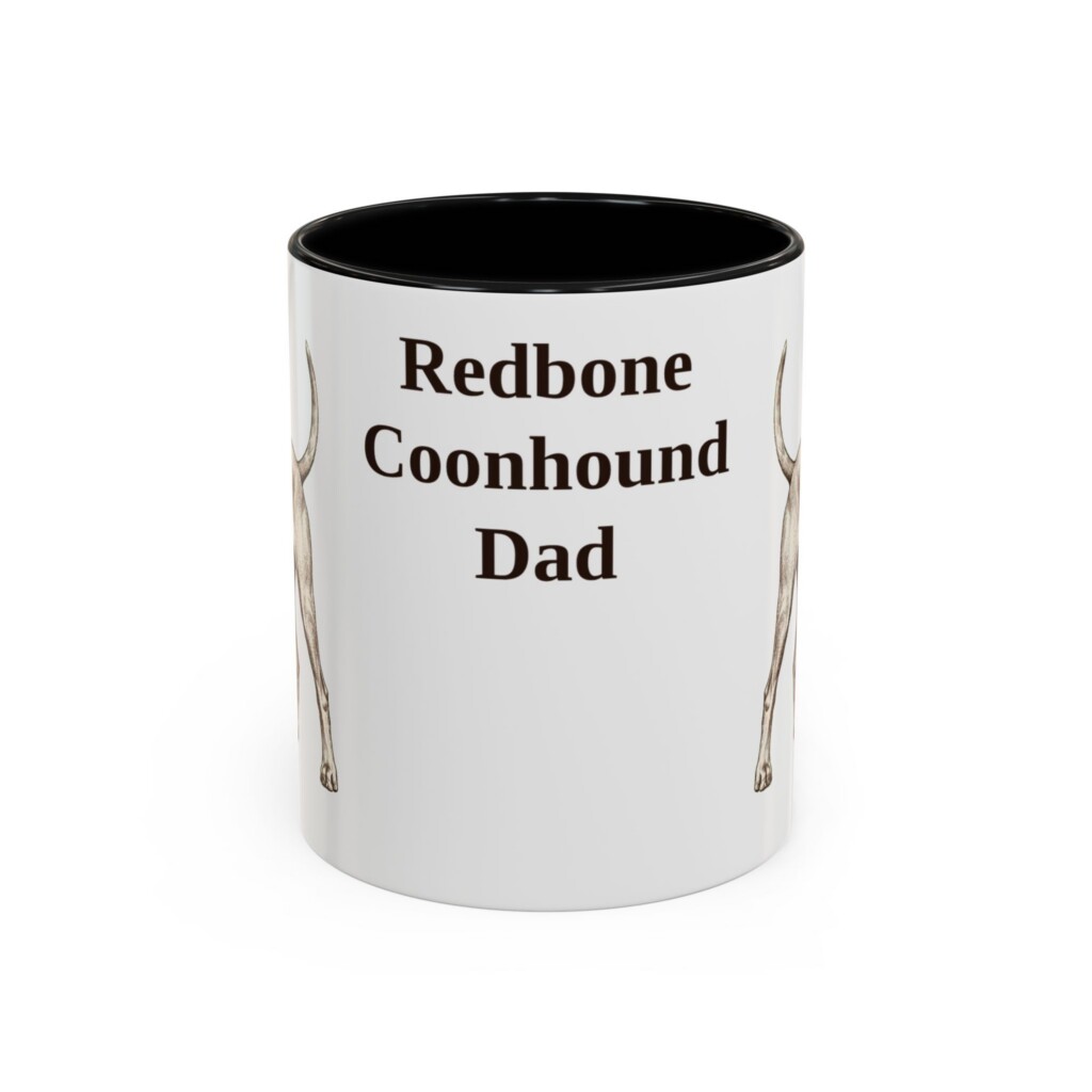 11oz Redbone Coonhound Dog Dad Mug, Vintage Sketch Coffee Mug, Dog Dad Gift