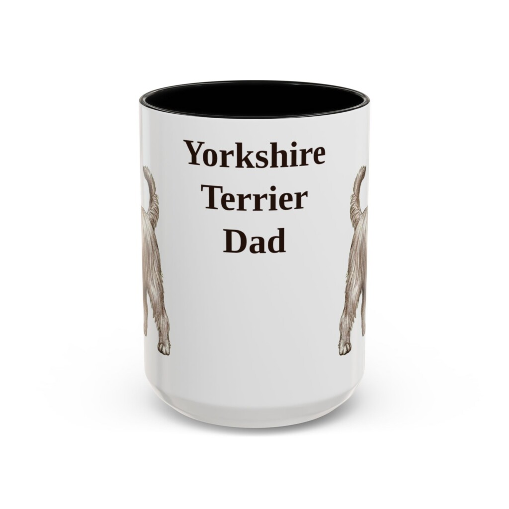 15oz Yorkshire Terrier Dog Dad Mug, Vintage Sketch Coffee Mug, Dog Dad Gift
