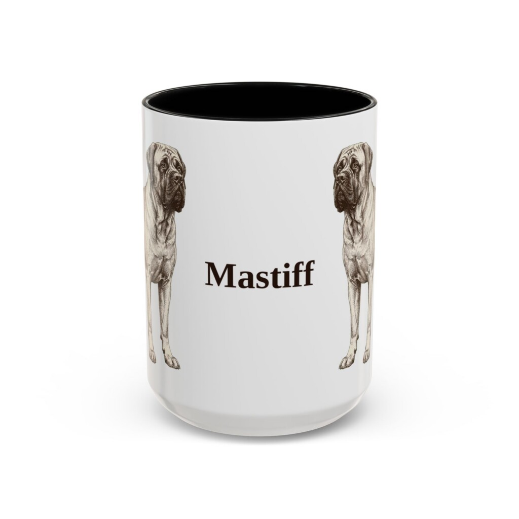15oz Mastiff Mug, Vintage Dog Portrait Coffee Mug, Dog Lover Gift