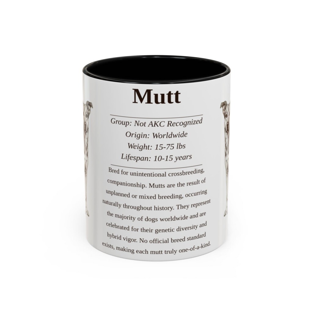 11oz Mutt Mug, Illustrated Dog Breed Facts Coffee Mug, Vintage Dog Keepsake Gift
