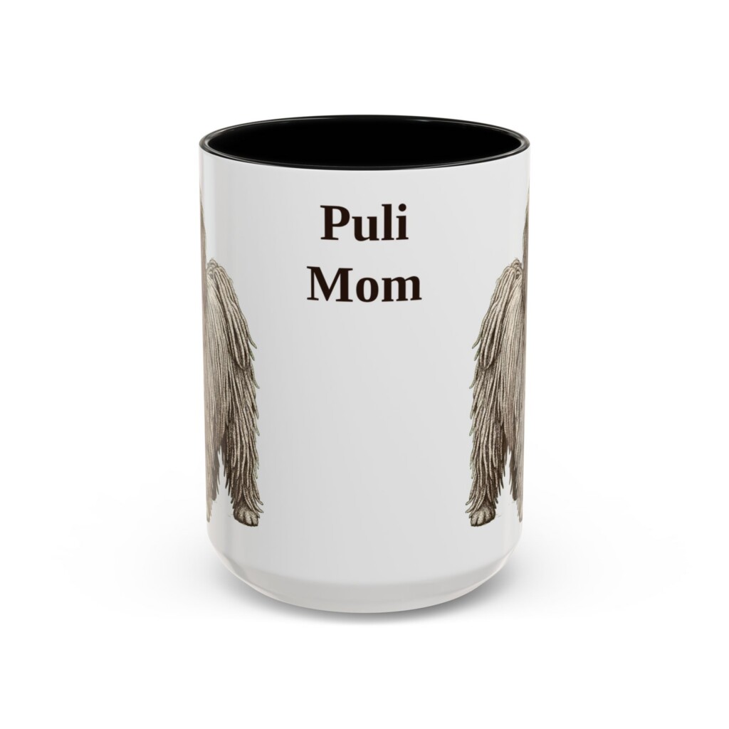 15oz Puli Dog Mom Mug, Vintage Sketch Coffee Mug, Dog Mom Gift
