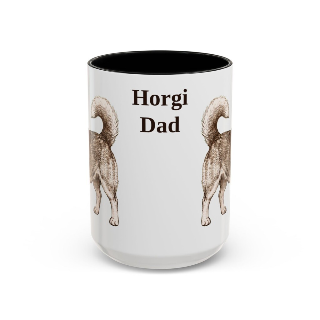 15oz Horgi Dog Dad Mug, Vintage Sketch Coffee Mug, Dog Dad Gift