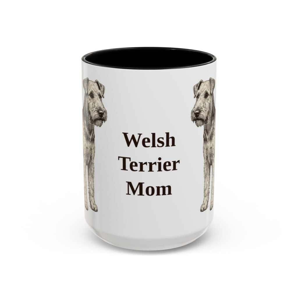15oz Welsh Terrier Dog Mom Mug, Vintage Sketch Coffee Mug, Dog Mom Gift