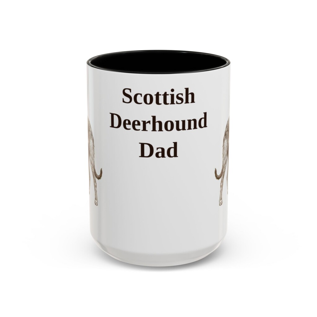 15oz Scottish Deerhound Dog Dad Mug, Vintage Sketch Coffee Mug, Dog Dad Gift