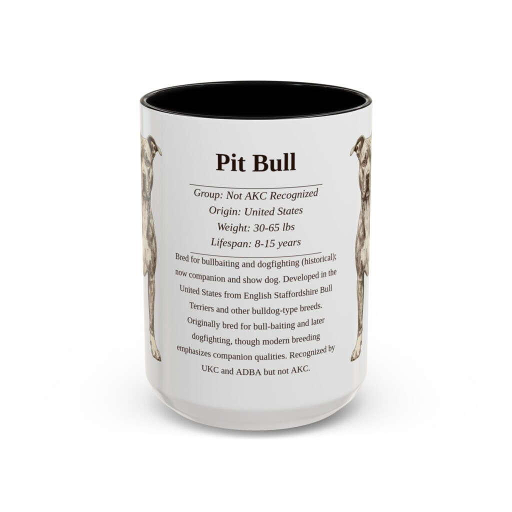 15oz Pit Bull Mug, Black, front view