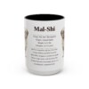15oz Mal-Shi Mug, Illustrated Dog Breed Facts Coffee Mug, Vintage Dog Keepsake Gift