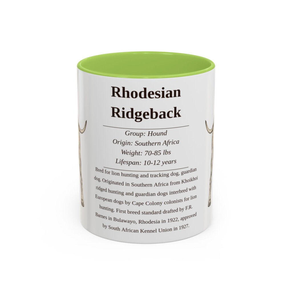 11oz Rhodesian Ridgeback Mug, Light Blue, front view