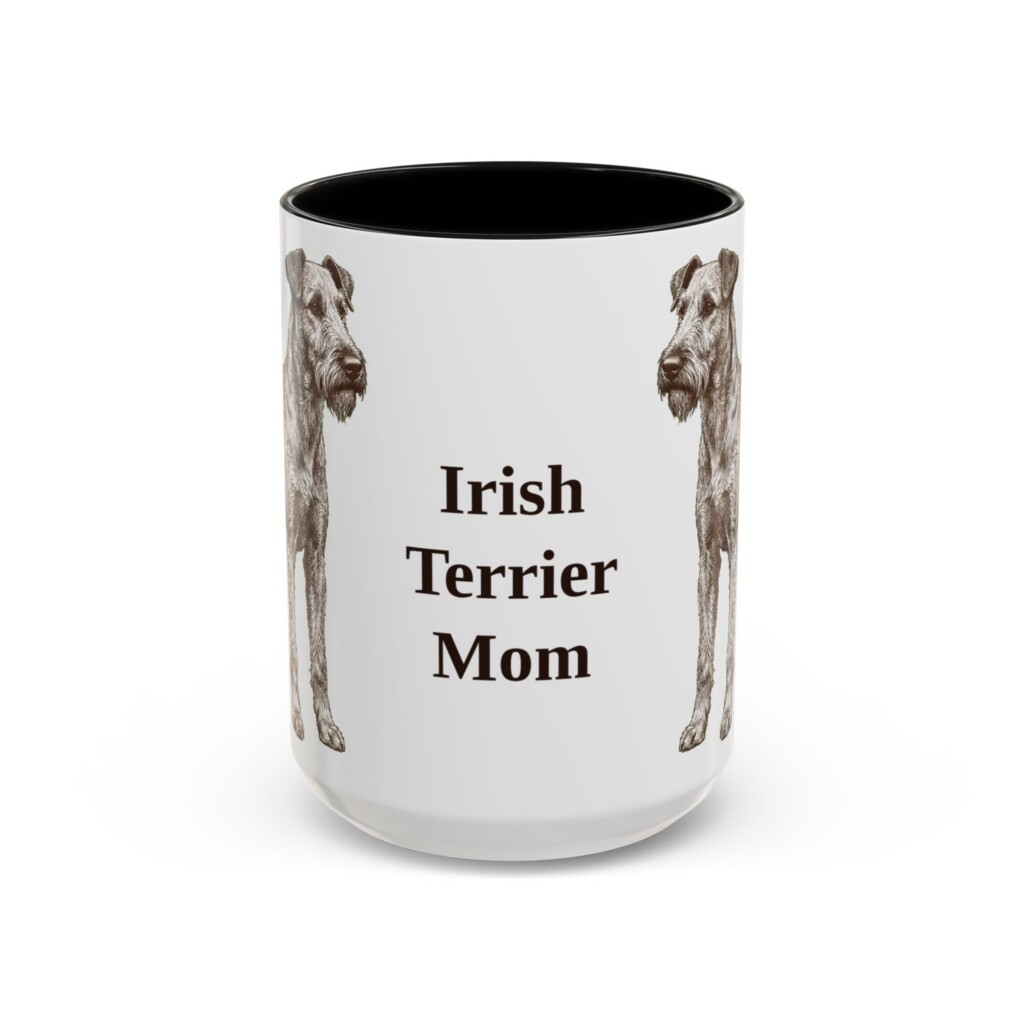 15oz Irish Terrier Dog Mom Mug, Vintage Sketch Coffee Mug, Dog Mom Gift