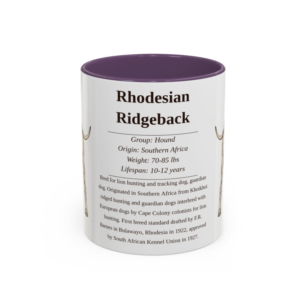 11oz Rhodesian Ridgeback Mug, Light Green, front view