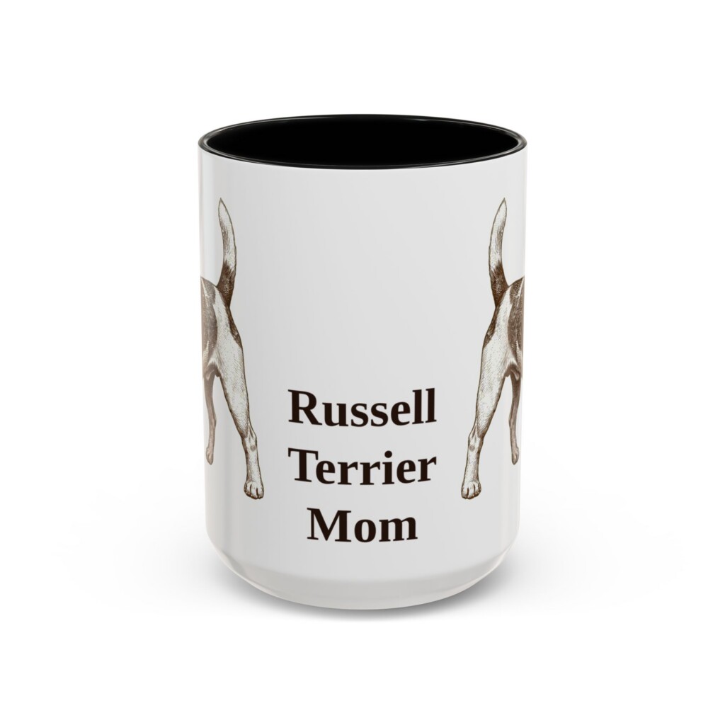 15oz Russell Terrier Dog Mom Mug, Vintage Sketch Coffee Mug, Dog Mom Gift